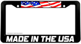 Made In The USA American Flag V01 Black Auto License Plate Frame - OwnTheAvenue