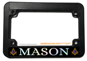 Freemason Masonic Oil Slick Holographic Letters Motorcycle License Plate Frame - OwnTheAvenue