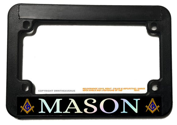 Freemason Masonic Oil Slick Holographic Letters Motorcycle License Plate Frame - OwnTheAvenue