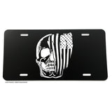 US Flag American Flag Distressed Tattered Skull Patriotic Car Tag V01 License Plate - OwnTheAvenue
