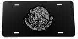 Mexican Coat of Arms Eagle Black And White Silhouette Art License Plate Cover - OwnTheAvenue