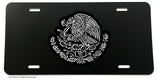 Mexican Coat of Arms Eagle Black And White Silhouette Art License Plate Cover