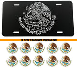 Mexico Mexican Coat of Arms Eagle Flag Auto Black Metal License Plate + Bonus - OwnTheAvenue