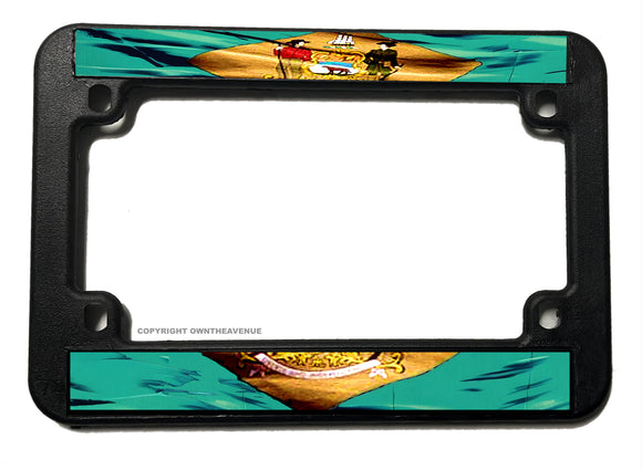 Delaware DE Flag Vintage Style Motorcycle License Plate Frame - OwnTheAvenue