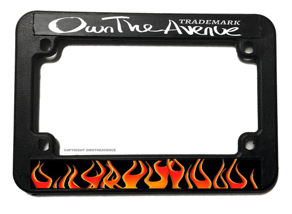 Flames Fire Classic Old School Style Bopper Chopper Motorcycle License Plate Frame