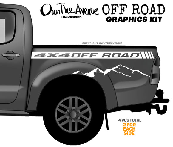 x2 Off Road 4x4 Lifted Pick Up Truck Mountains Vinyl Decor Decal Graphics Kit