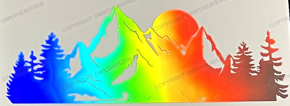 Mountain Range Scene Camping Hiking Holographic Vinyl Sticker Decal 7