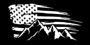 USA American Flag Grunge Mountains Off Road Rugged Sticker Decal - OwnTheAvenue