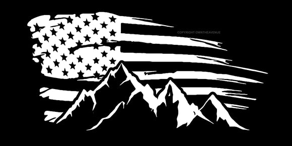 USA American Flag Grunge Mountains Off Road Rugged Sticker Decal - OwnTheAvenue