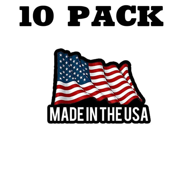 10Pcs Lot Pack Made In the USA Flag Stickers 2