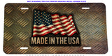 Made In The USA American Flag Grunge Style Model V01 Metal License Plate - OwnTheAvenue