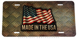 Made In The USA American Flag Grunge Style Model V01 Metal License Plate - OwnTheAvenue