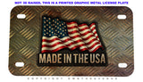 Made In The USA American Flag Grunge Style Motorcycle Metal License Plate - OwnTheAvenue