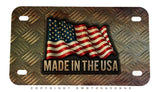Made In The USA American Flag Grunge Style Motorcycle Metal License Plate - OwnTheAvenue