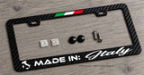 Made In Italy Italian Flag Racing Drifting Carbon Fiber License Plate Frame