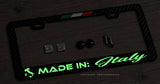 Made In Italy Italian Flag Glow In The Dark Carbon Fiber License Plate Frame