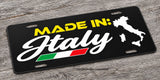 Made In Italy Italian Flag Racing Sport Stripes Auto Metal License Plate