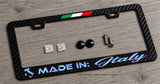 Made In Italy Holographic Italian Flag Racing Carbon Fiber License Plate Frame