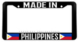 Made In Philippines Flag Auto Car Truck Black License Plate Frame