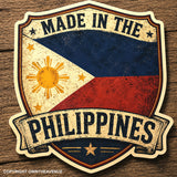 2 Pack Made In The Philippines Rustic Style Vinyl Sticker Decals 4"