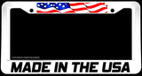 Made In The USA American Flag White License Plate Frame - OwnTheAvenue
