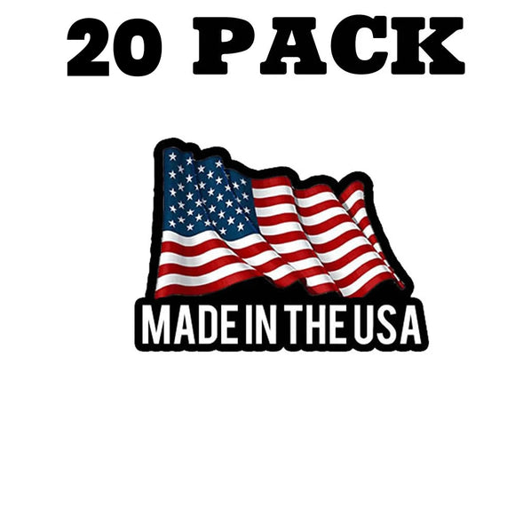 20Pcs Lot Pack Made In the USA Flag Stickers 2