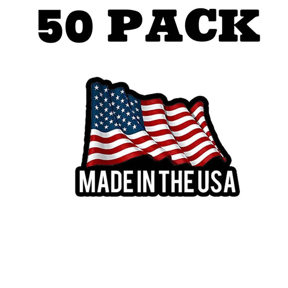 50Pcs Lot Pack Made In the USA Flag Stickers 2