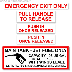 Airplane Aircraft Airport Jet Fuel Main Tank Sticker Decals Set