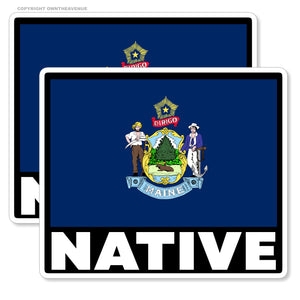 x2 Maine Flag Vinyl Sticker Pack Lot Native - 3.5" Inches Each