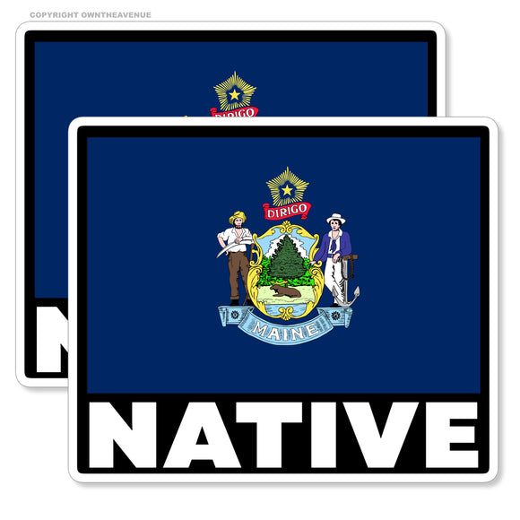 x2 Maine Flag Vinyl Sticker Pack Lot Native - 3.5