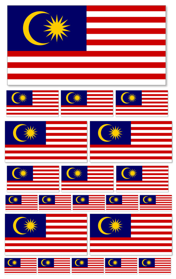 21Pcs Pack Lot Malaysia Malaysian World Country Flags Assorted Sticker Decals - OwnTheAvenue