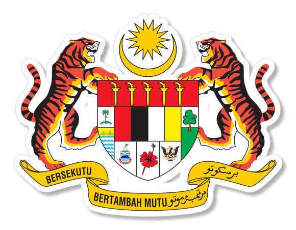 Malaysia Malaysian Coat of Arms Country Flag Car Truck Bumper Sticker Decal 4