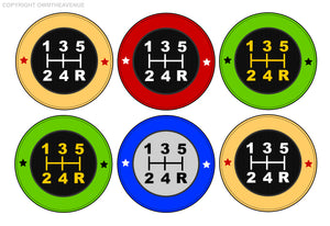 x6 Speed Manual Pattern Shifter Shift Knob Vinyl Sticker Decals - 2" Each - OwnTheAvenue