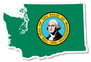 Washington State Flag WA Map Outline Car Truck Window Bumper Sticker Decal 3.7" - OwnTheAvenue