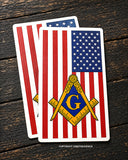 x2 Freemason USA American Flag Mason V01 Vinyl Sticker Decals