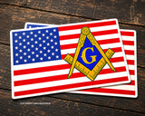 x2 Freemason USA American Flag Mason Vinyl Sticker Decals