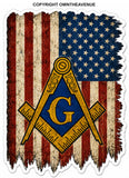 x2 Freemason American Flag USA Distressed Mason Holographic V01 Sticker Decals
