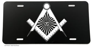 Freemason Mason Masonic Illuminati Eye License Plate Cover Model-V013 - OwnTheAvenue
