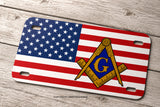 Freemason USA American Flag Motorcycle License Plate