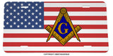 Freemason USA American Flag Auto Metal License Plate