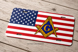 Freemason USA American Flag Auto Metal License Plate