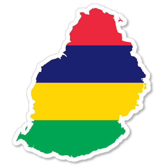 Mauritius World Country Flag Map Outline Vinyl Sticker Decal 4