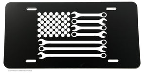 Mechanic American Flag USA Patriotic License Plate Cover