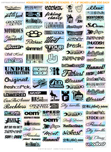 100 Holographic JDM Stickers Pack Car Motorcycle Racing Motocross Helmet Oil Slick Sticker Decals