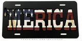 'Merica Vintage Style Distressed American Flag Metal License Plate - OwnTheAvenue
