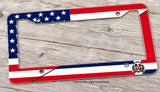 Dominican Republic USA American Flag Auto Metal License Plate Frame