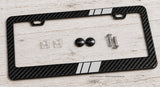 Silver Sport Stripe Racing Style Carbon Fiber License Plate Frame