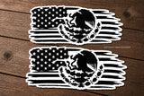 x2 Mexico Mexican USA American Distressed Flags Sticker Decals 4"