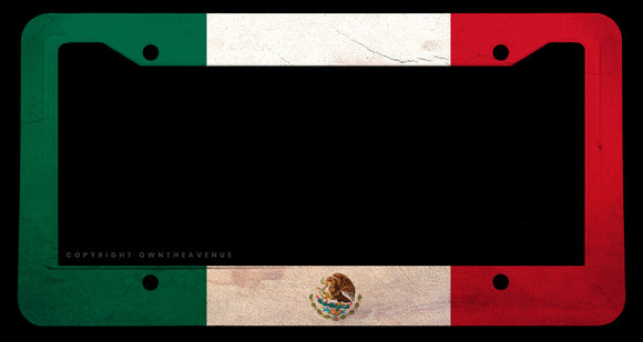Mexico Mexican Flag Vintage Style Metal Printed Auto License Plate Frame