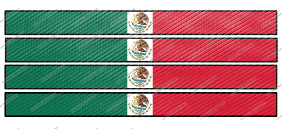 Mexico Mexican Flag Racing Stripes Carbon Vinyl Sticker Decals 6